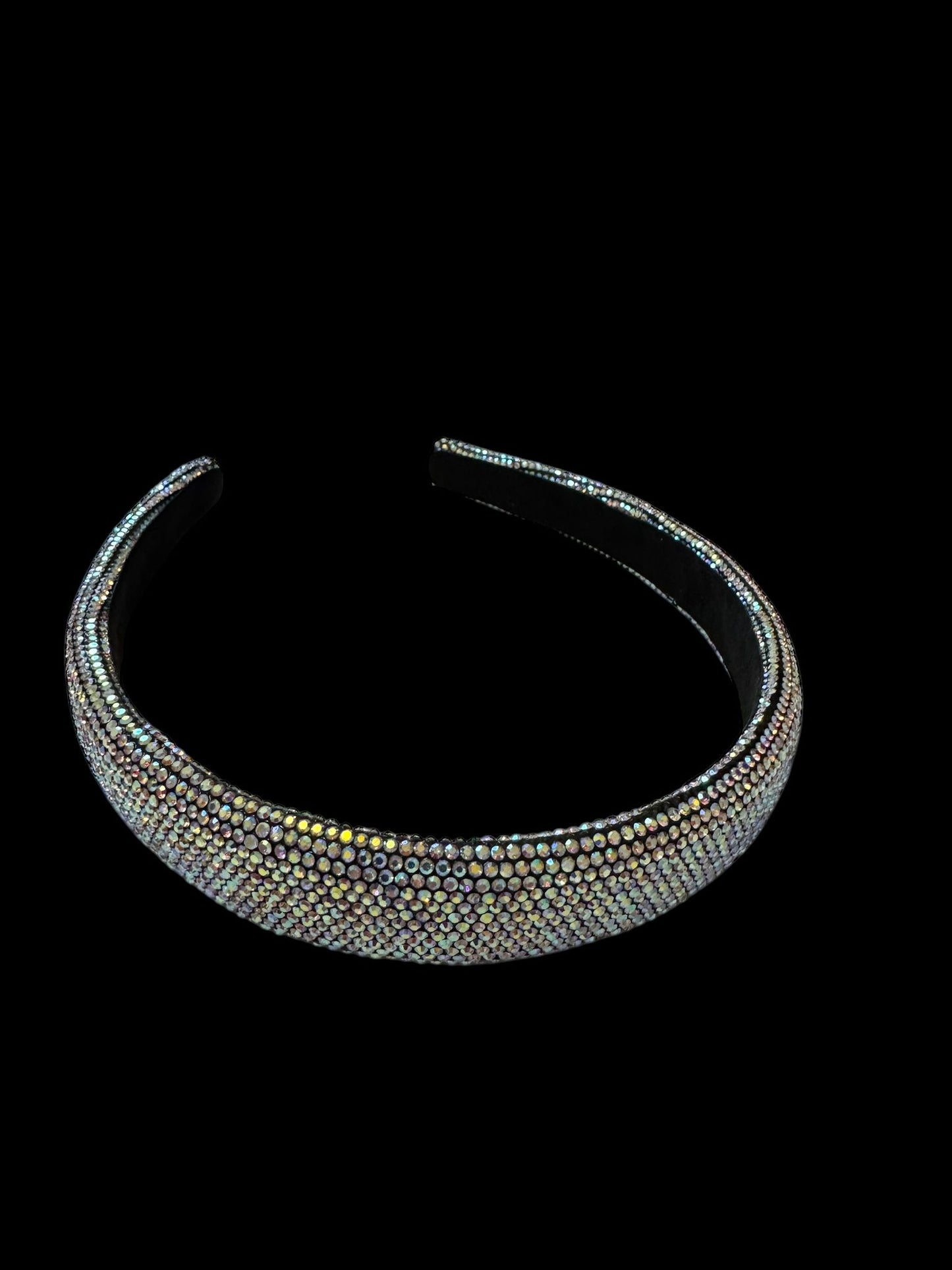 1" Inch Rhinestone Crystal Padded Headband White