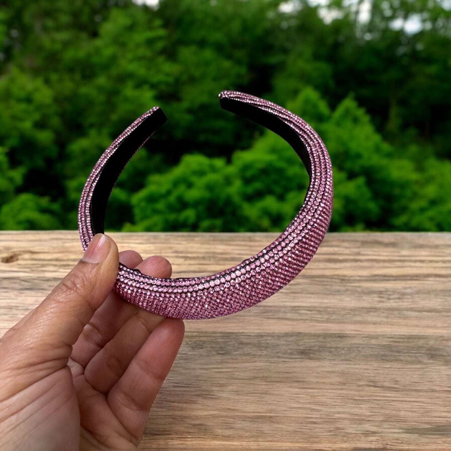 1" Inch Rhinestone Crystal Padded Headband Rose Gold