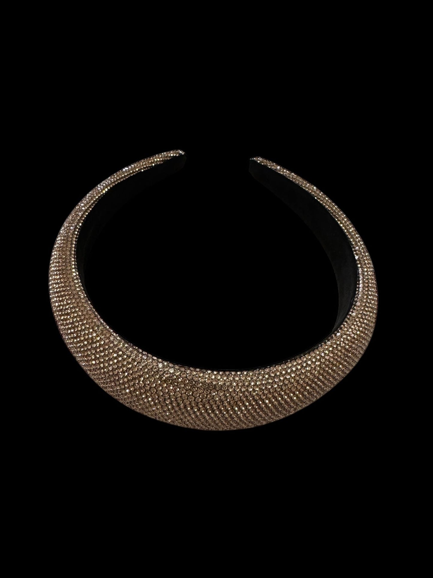2" Inch Rhinestone Crystal Padded Headband Gold