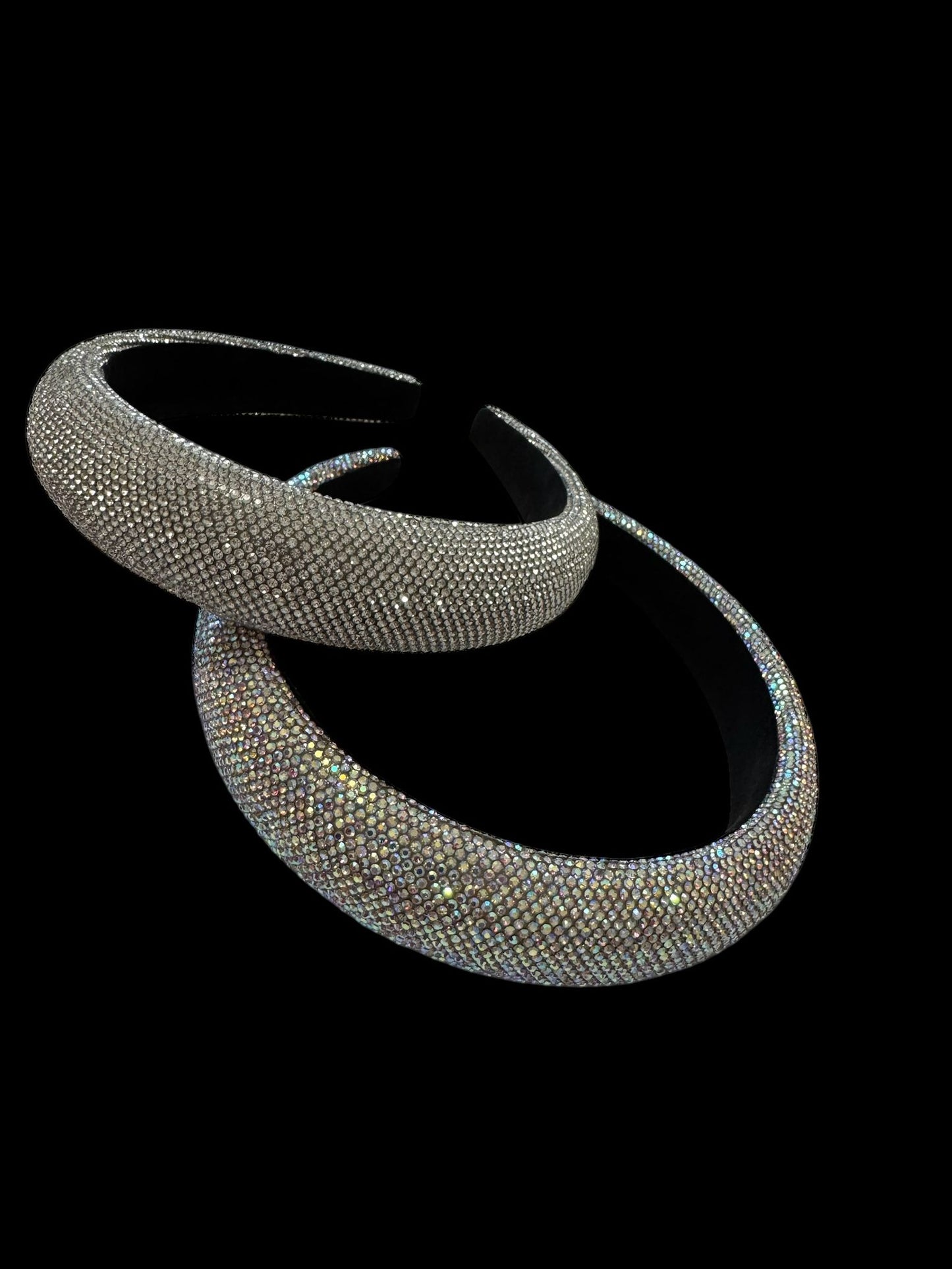 2" Inch Rhinestone Crystal Padded Headband White