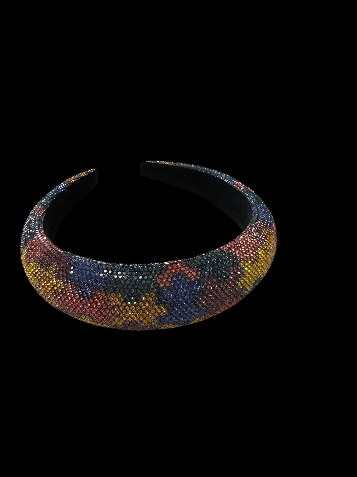 2" Inch Rhinestone Crystal Padded Snake Print Headband Bright Colors