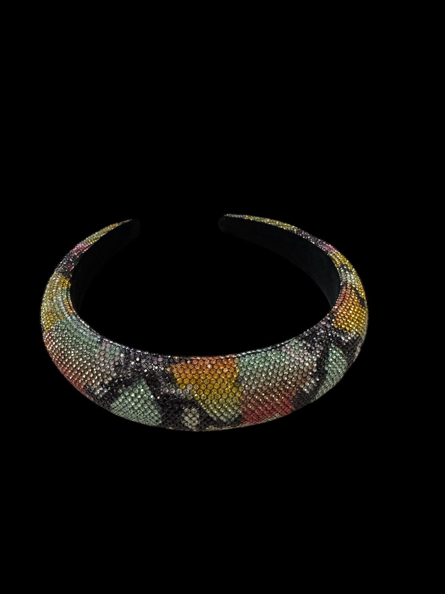 2" Inch Rhinestone Crystal Padded Snake Print Headband Pastel Colors