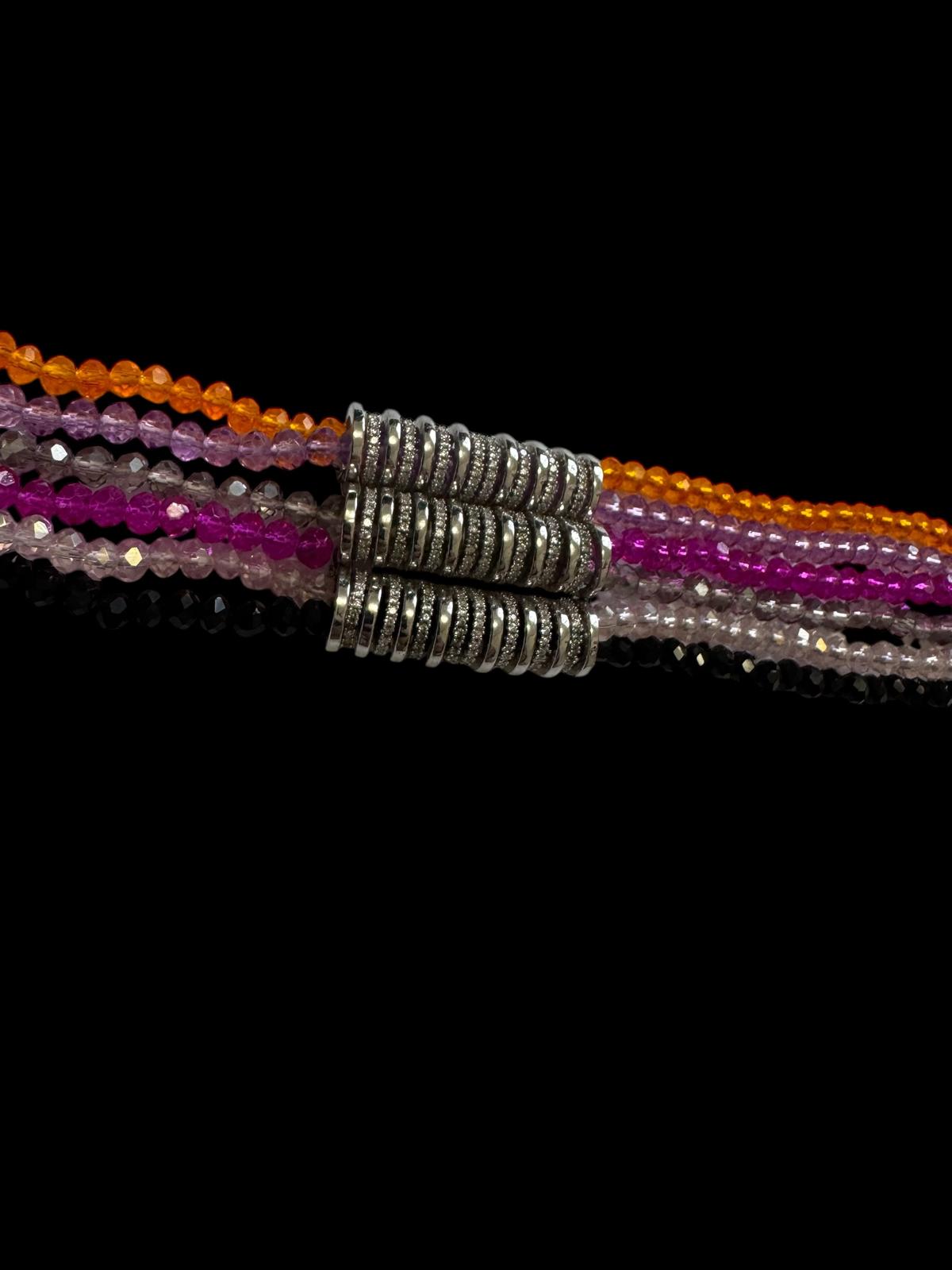 Bracelet Multicolor Pipe Style in Silver Polish