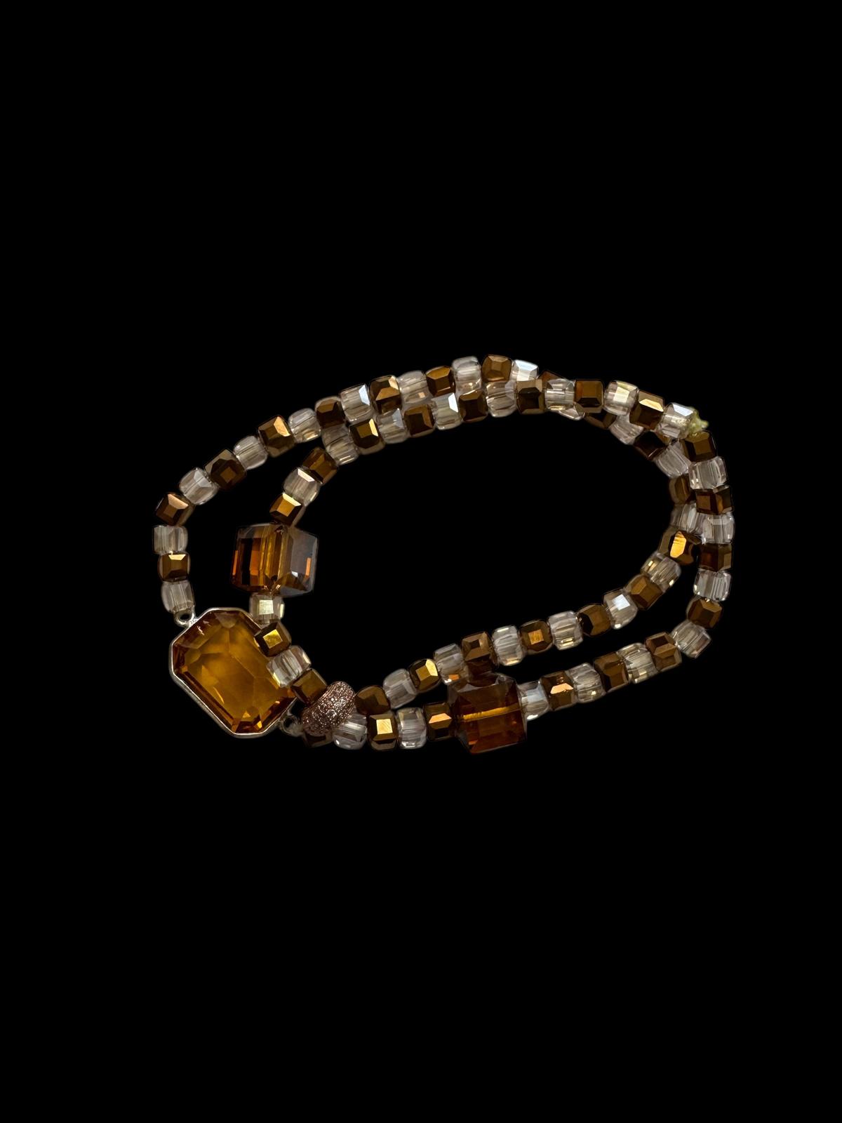 Bracelet Friendship with Swarovski and Square Crystals pair of two Yellow