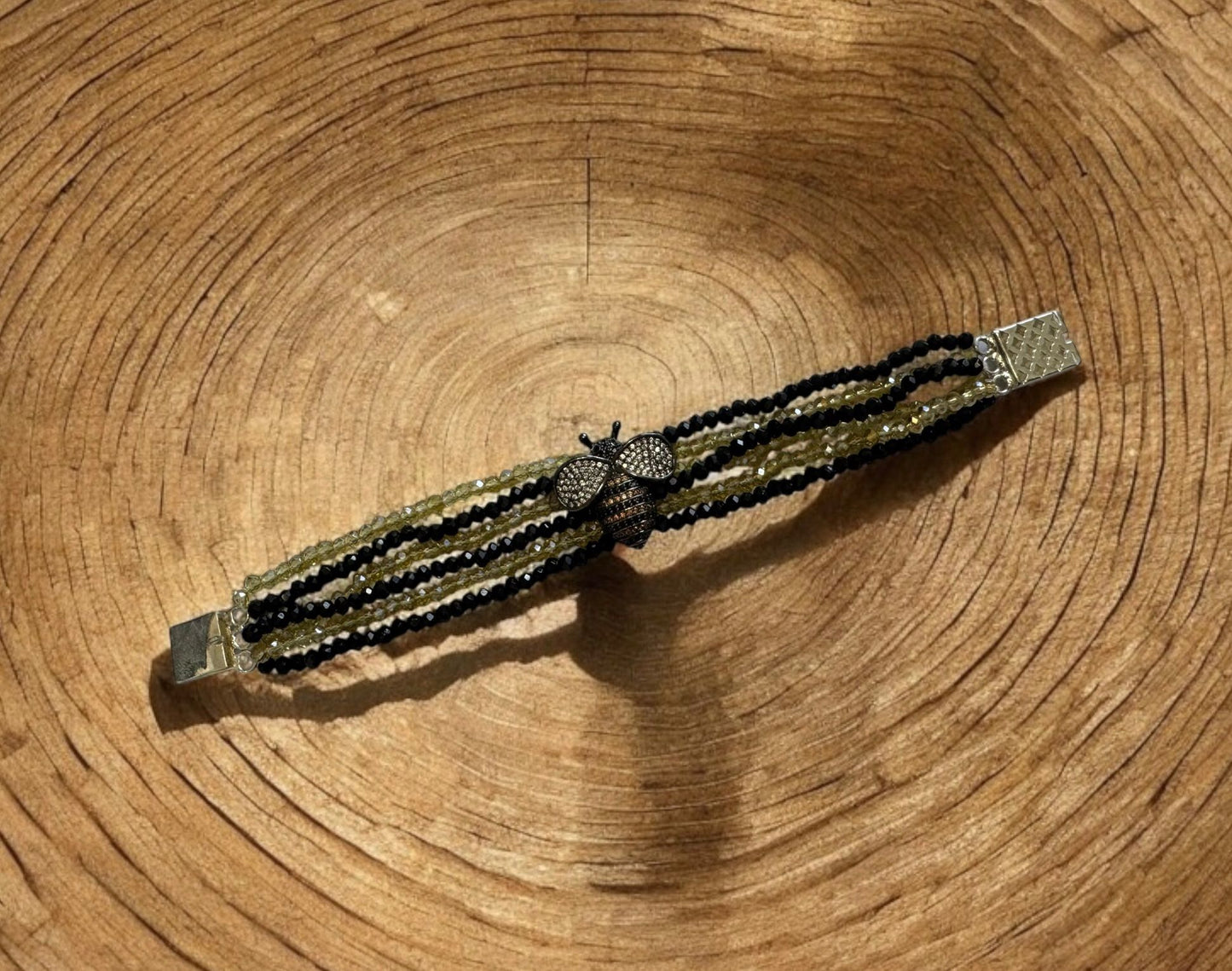 Nature's Elegance Honeybee Charm Bracelet in Color Black