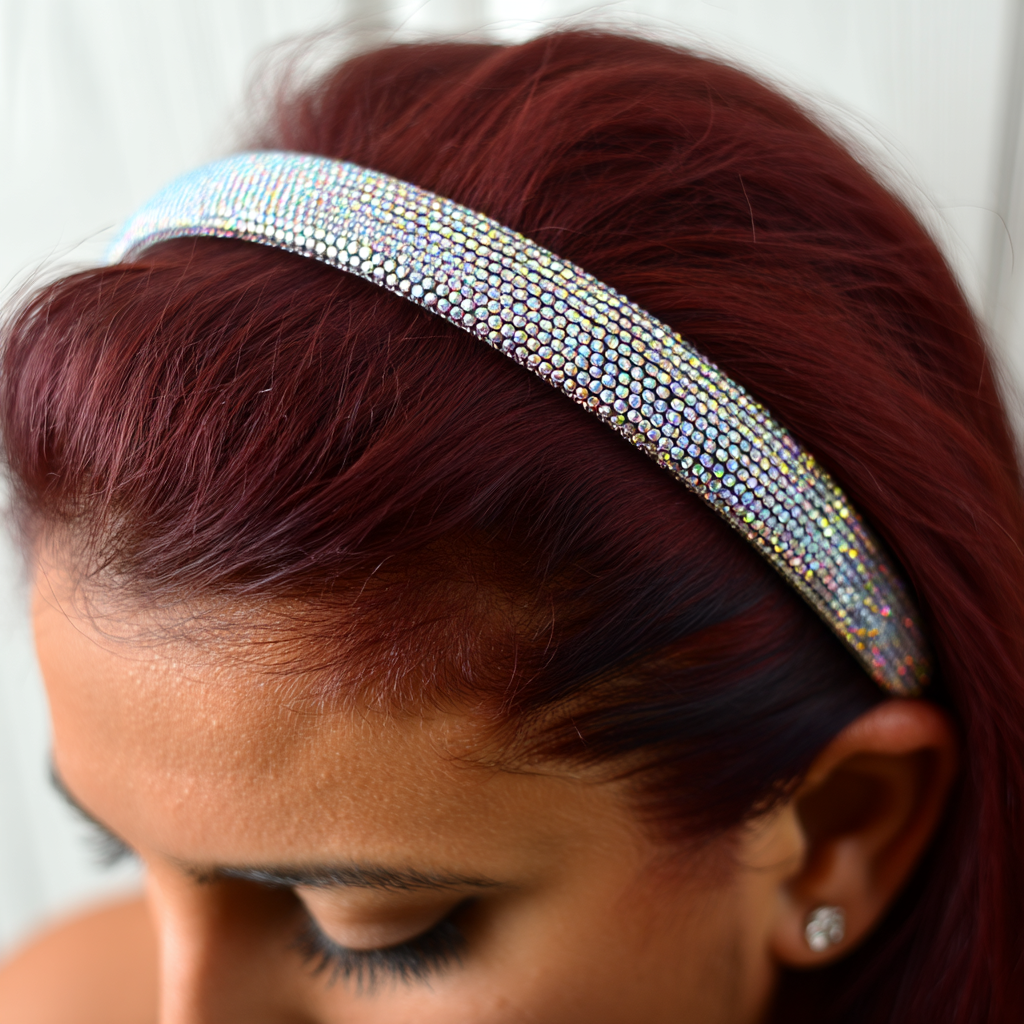 Rhinestone Crystal Padded Headband – White (1 inch)