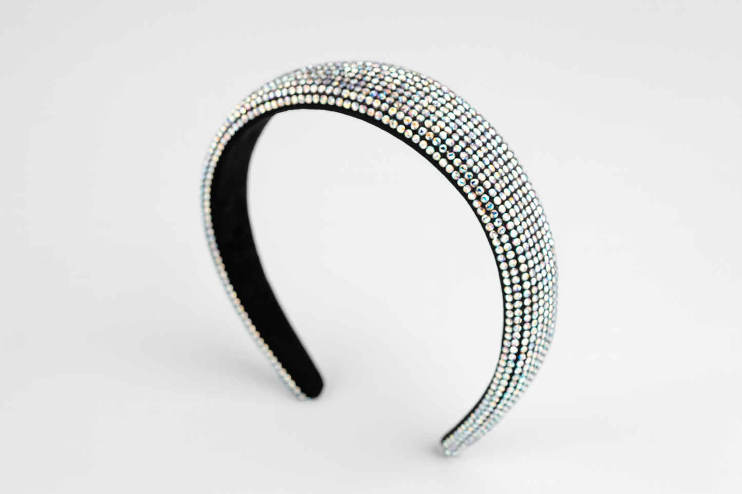 Rhinestone Crystal Padded Headband – Silver (2 inch)