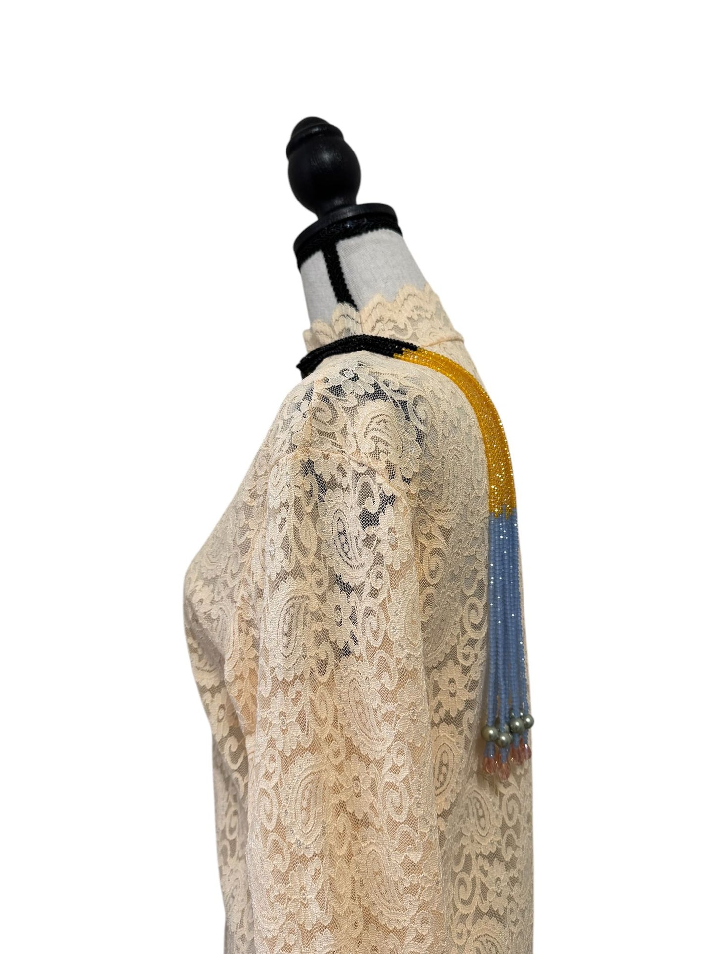 Crystal Scarf Blue and Yellow Multiway Drape Style Statement Necklace