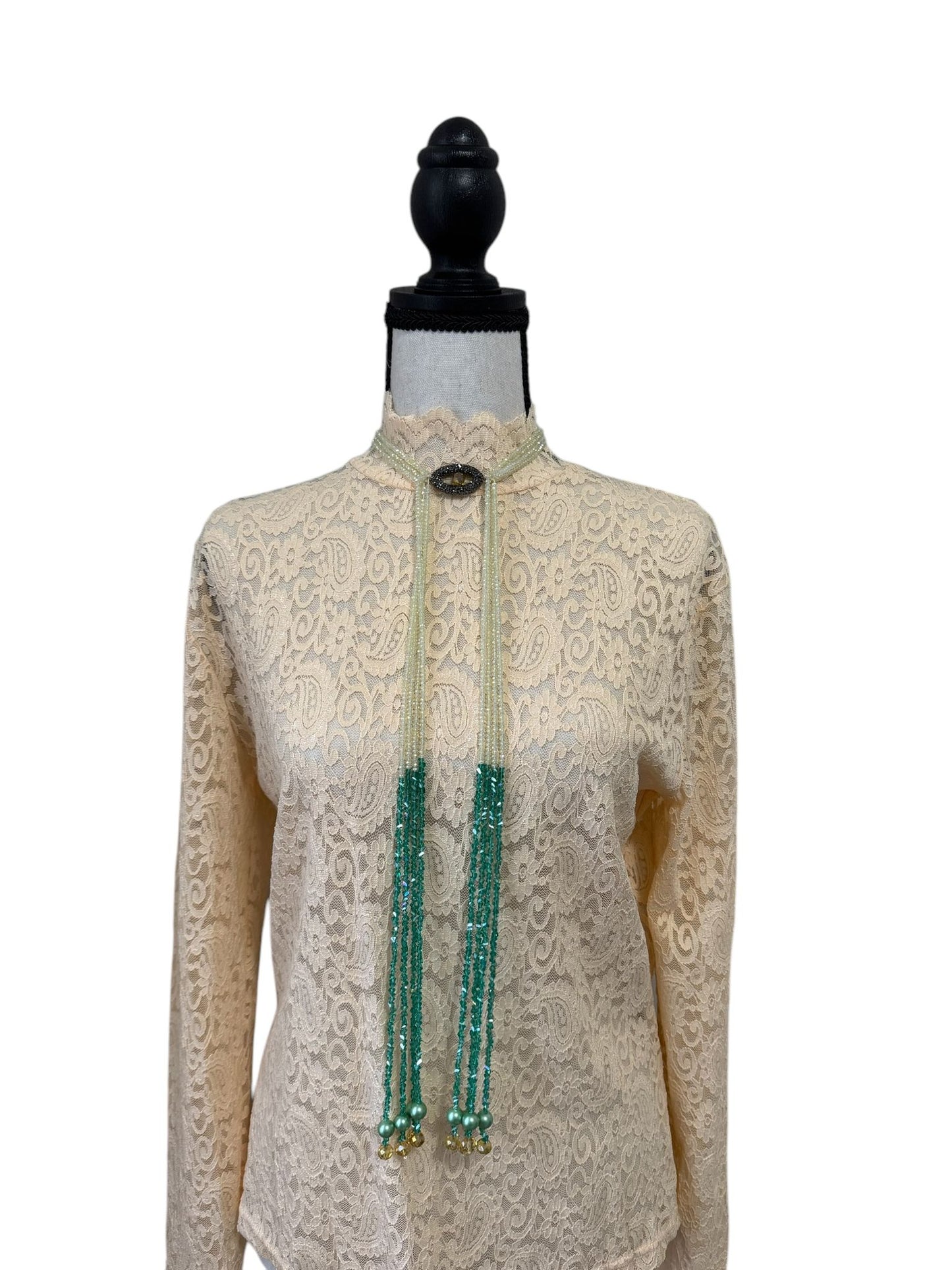 Crystal Scarf Emerald and Pale Green Multiway Drape Style Statement Necklace