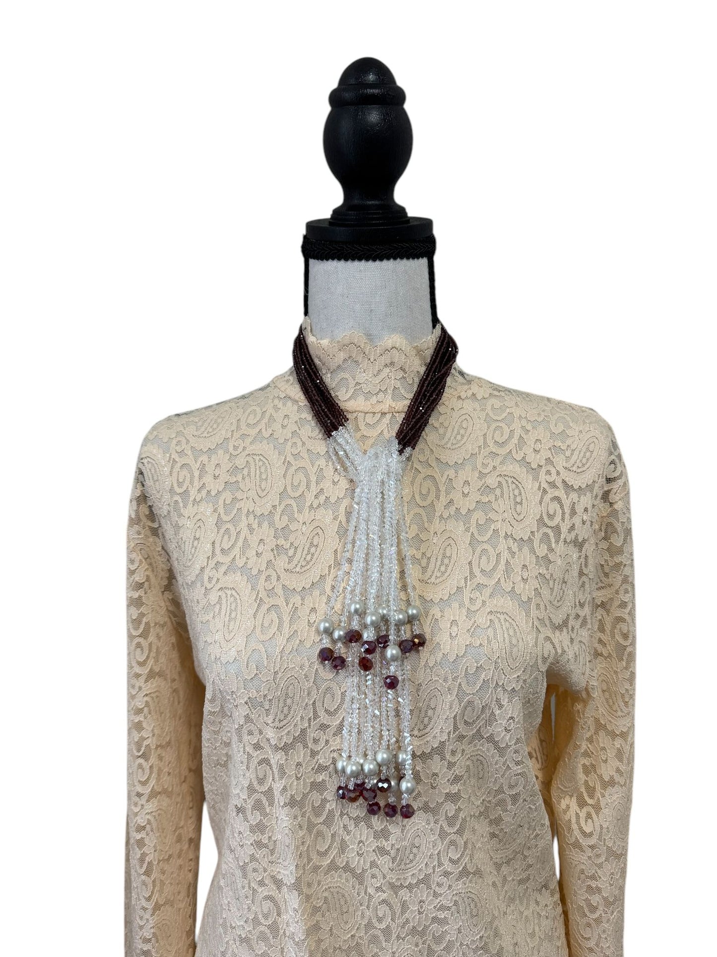 Crystal Scarf Amethyst and White Multiway Drape Style Statement Necklace