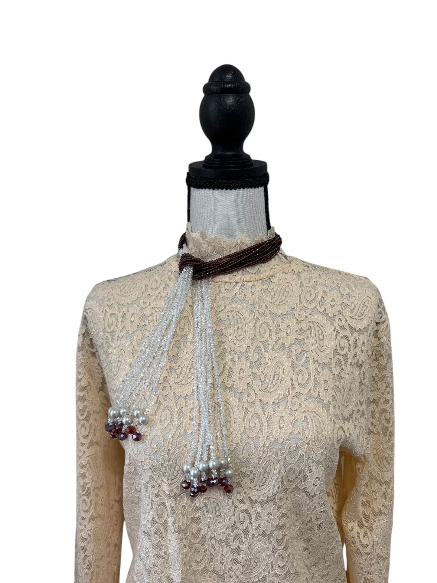 Crystal Scarf Amethyst and White Multiway Drape Style Statement Necklace