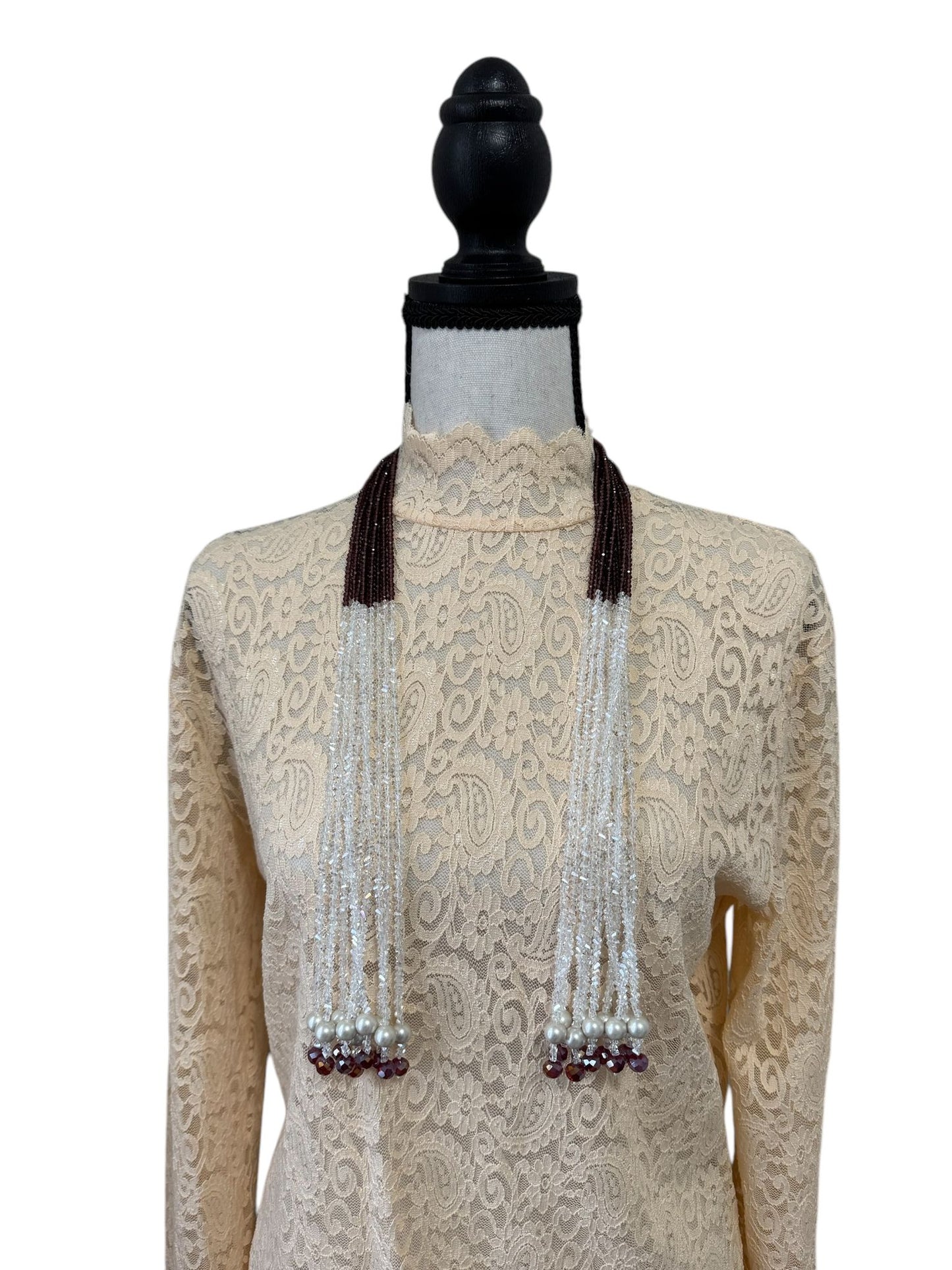 Crystal Scarf Amethyst and White Multiway Drape Style Statement Necklace