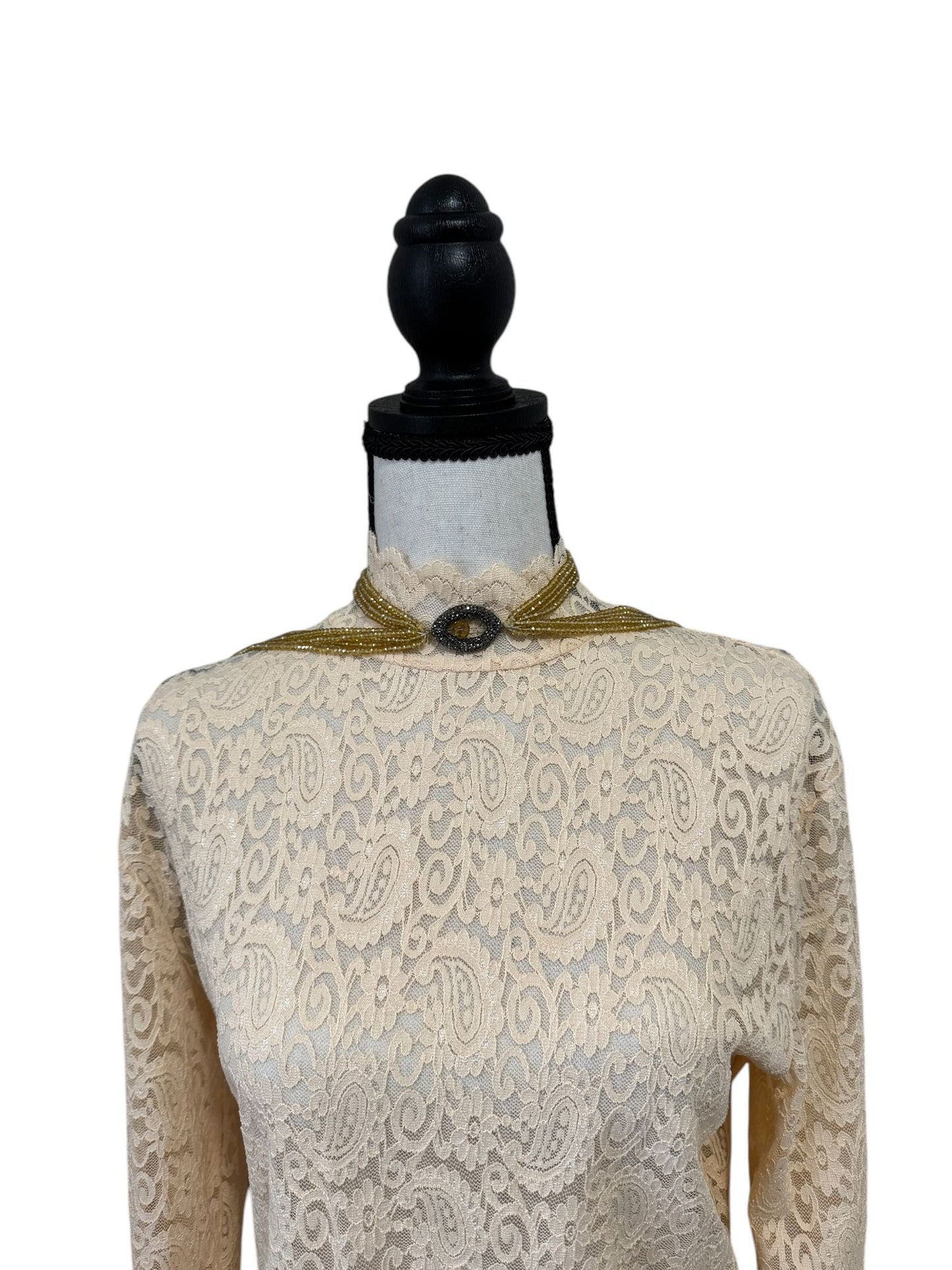 Crystal Scarf Black and Beige Multiway Drape Style Statement Necklace,