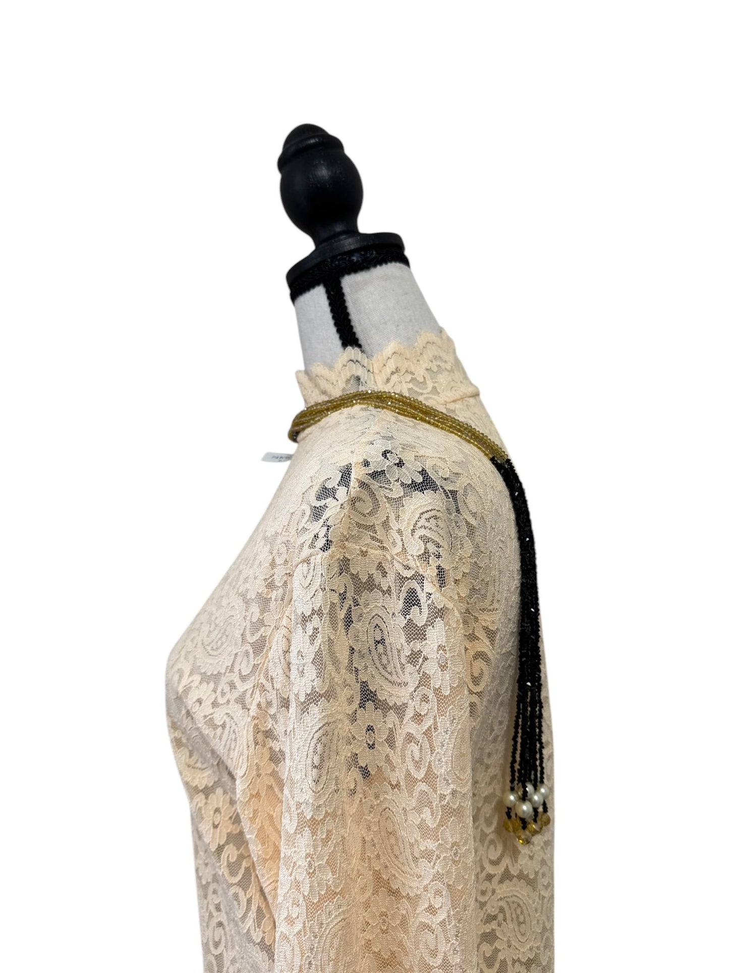 Crystal Scarf Black and Beige Multiway Drape Style Statement Necklace,
