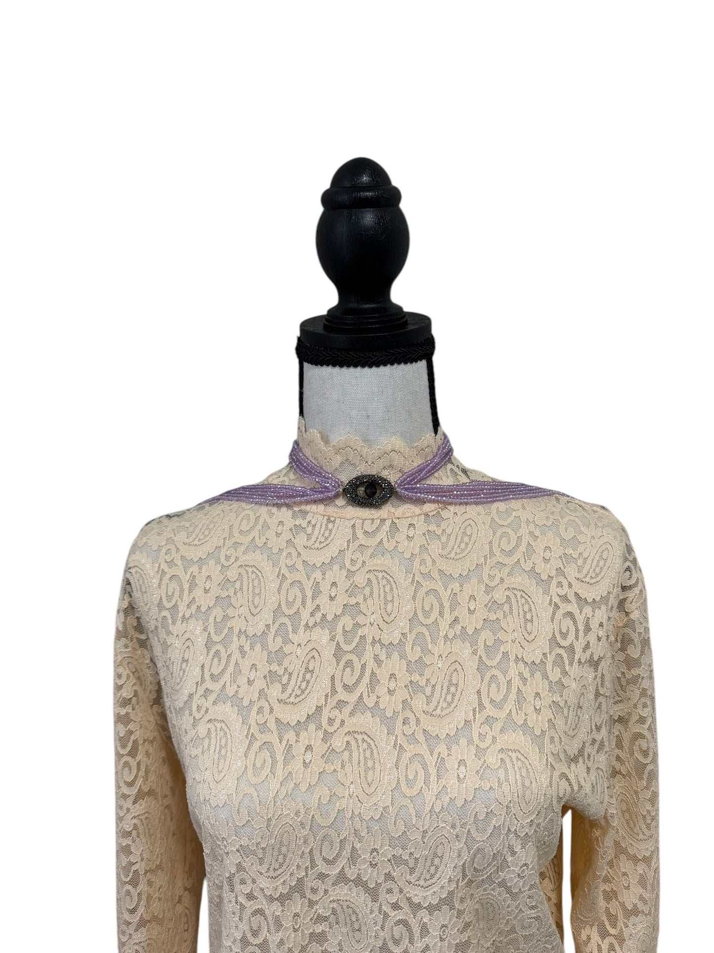 Crystal Scarf Lilac and Black Multiway Drape Style Statement Necklace