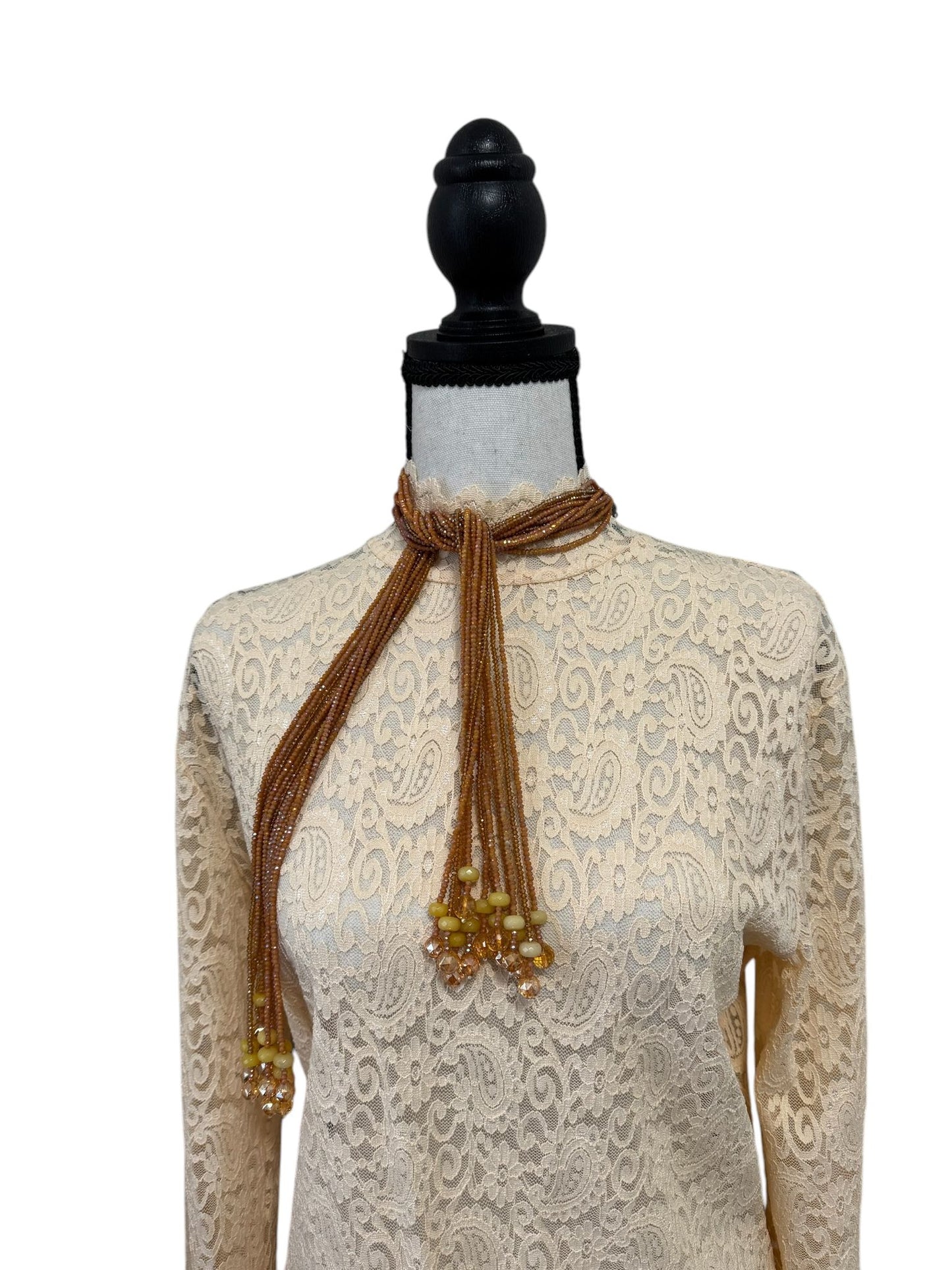 Crystal Scarf Orangish Yellow Multiway Drape Style Statement Necklace