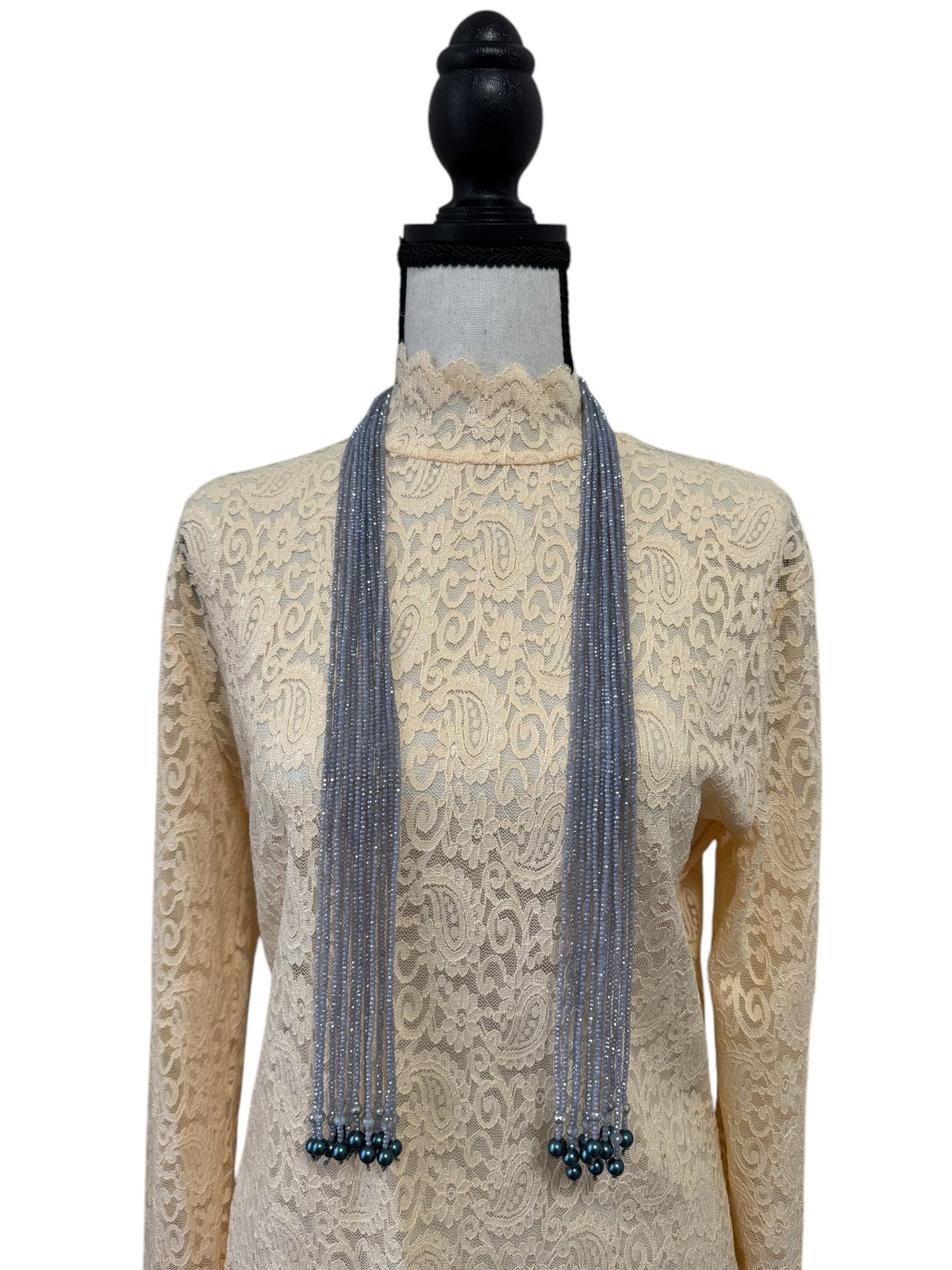 Crystal Scarf Lilac Multiway Drape Style Statement Necklace