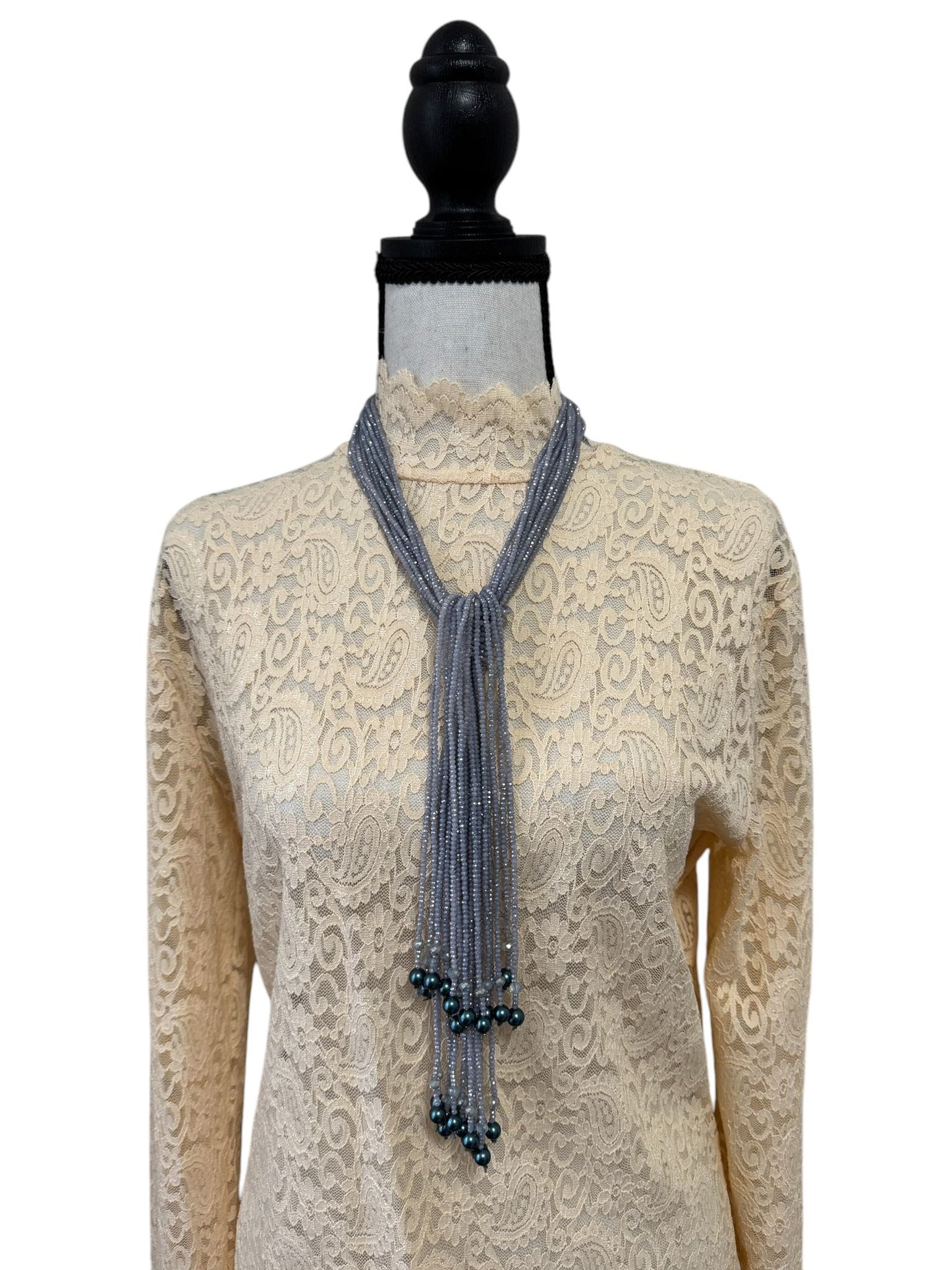 Crystal Scarf Lilac Multiway Drape Style Statement Necklace