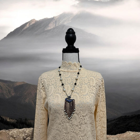 Baroque Pearl Crystal Chain Swan Face Zircon Pendant