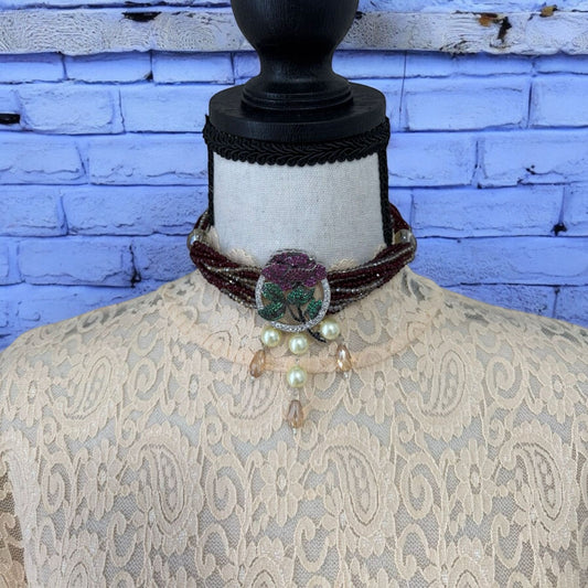 Crystal Chocker with Zircon Pendant
