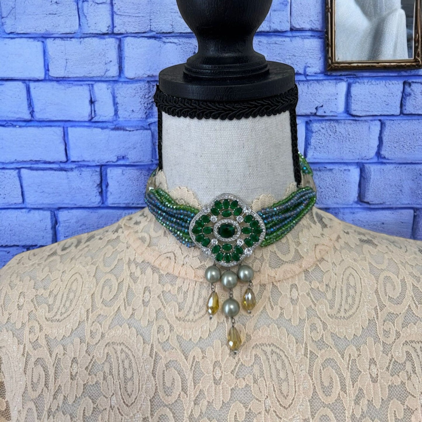 Crystal Chocker with Zircon Pendant