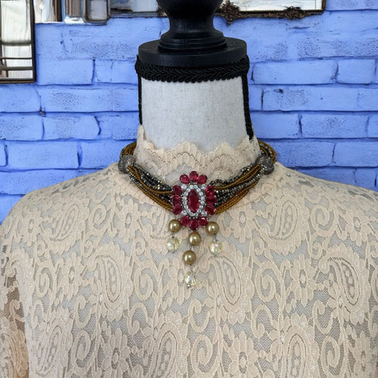 Crystal Chocker with Zircon Pendant