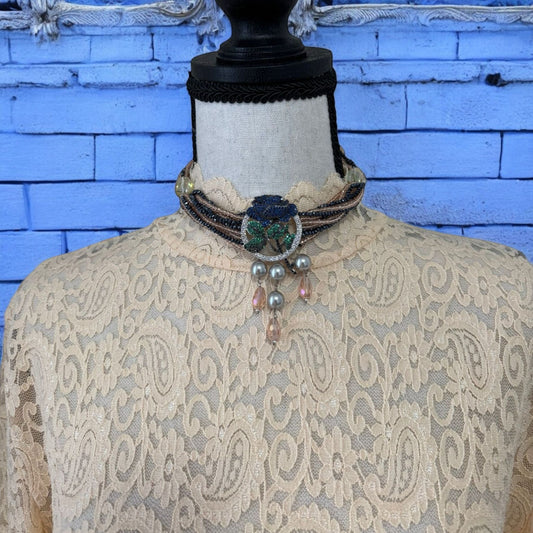 Crystal Chocker with Zircon Pendant