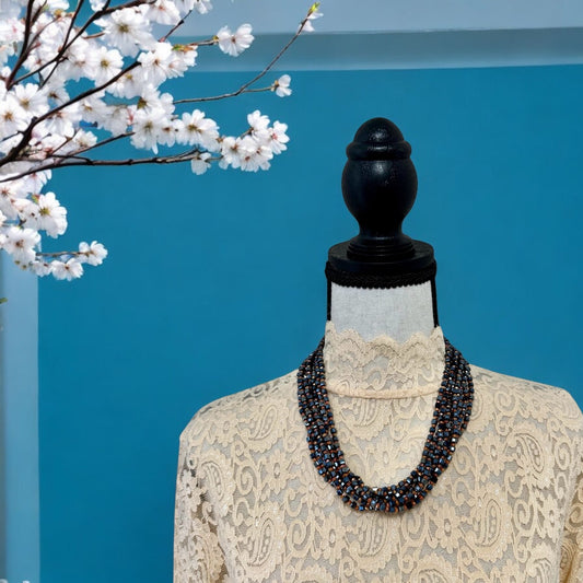 Square Crystal 8 Line Cluster Short Round the Neck Necklace