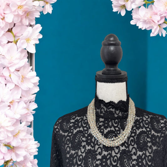 Square Crystal 8 Line Cluster Short Round the Neck Necklace