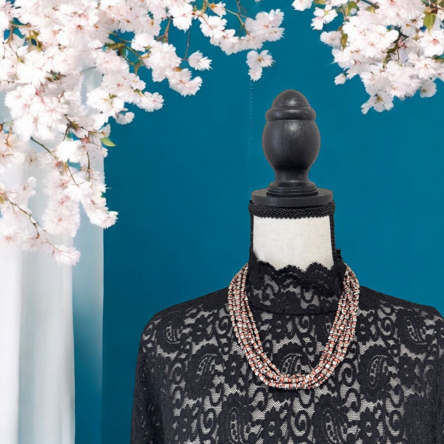 Square Crystal 8 Line Cluster Short Round the Neck Necklace