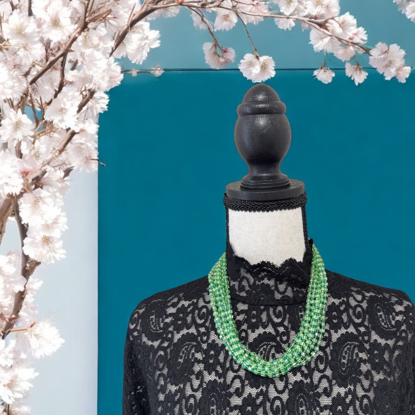 Square Crystal 8 Line Cluster Short Round the Neck Necklace