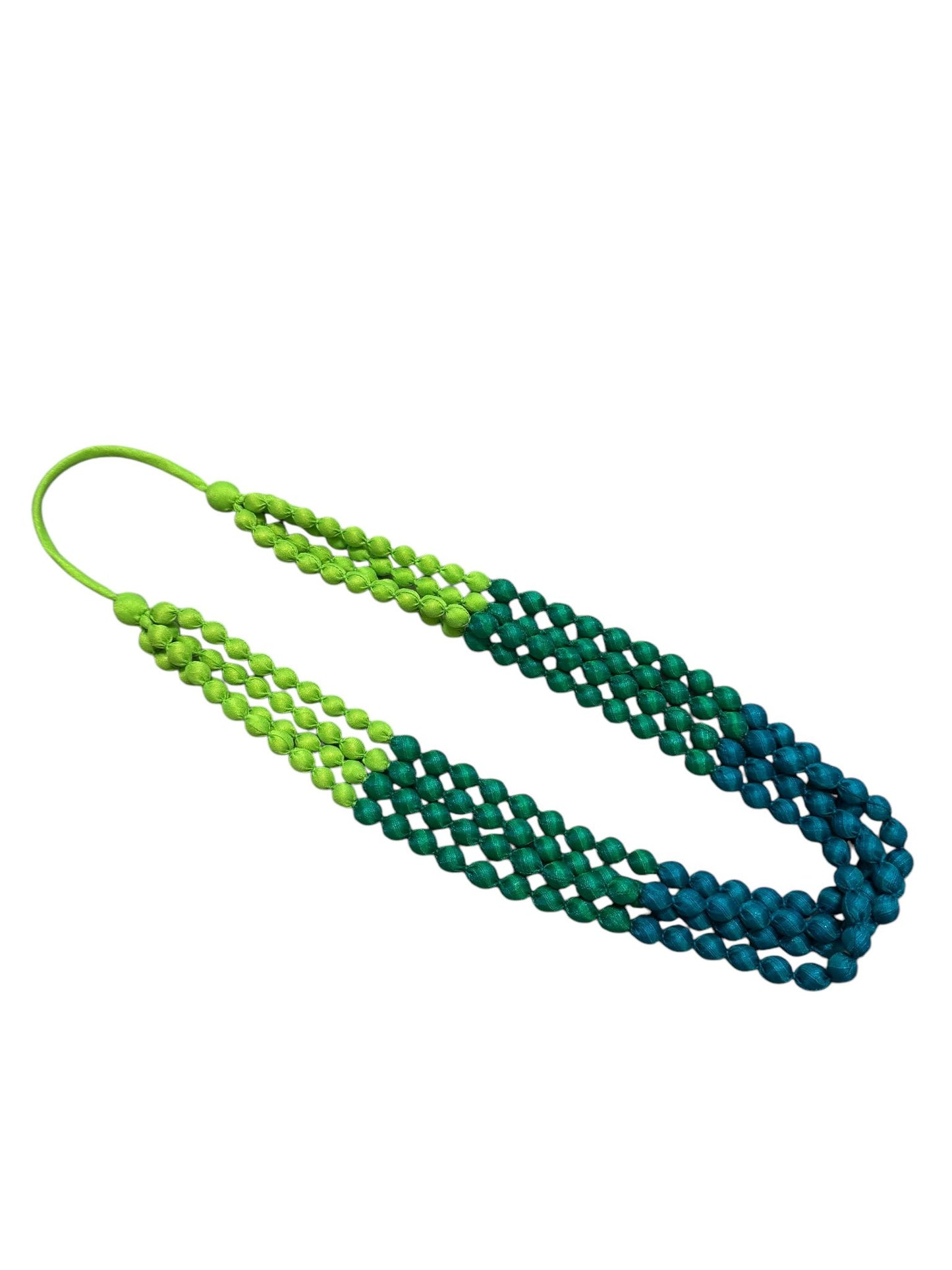 Silk Textile 4 Layer All Shades of Green Necklace