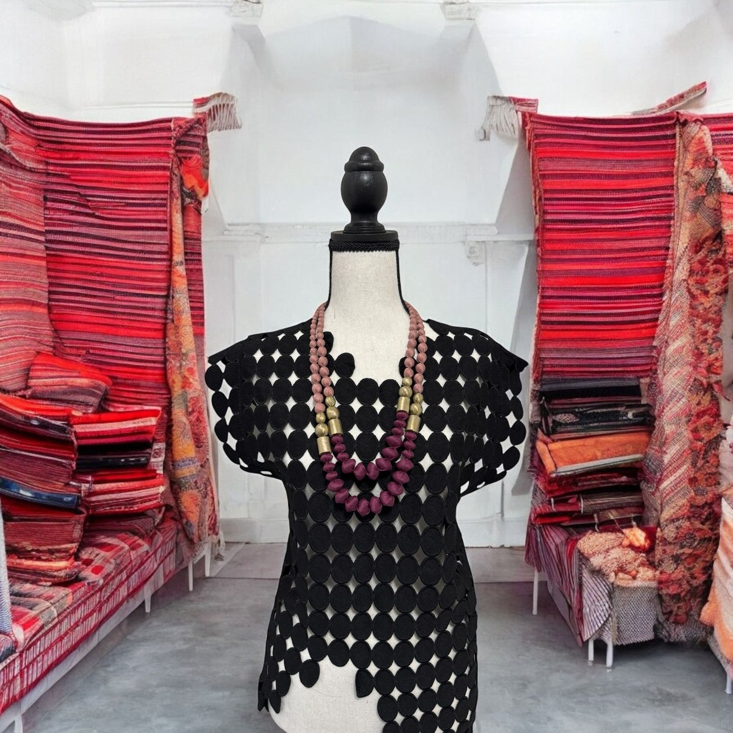 Tissue Silk Textile 2 Layer Necklace