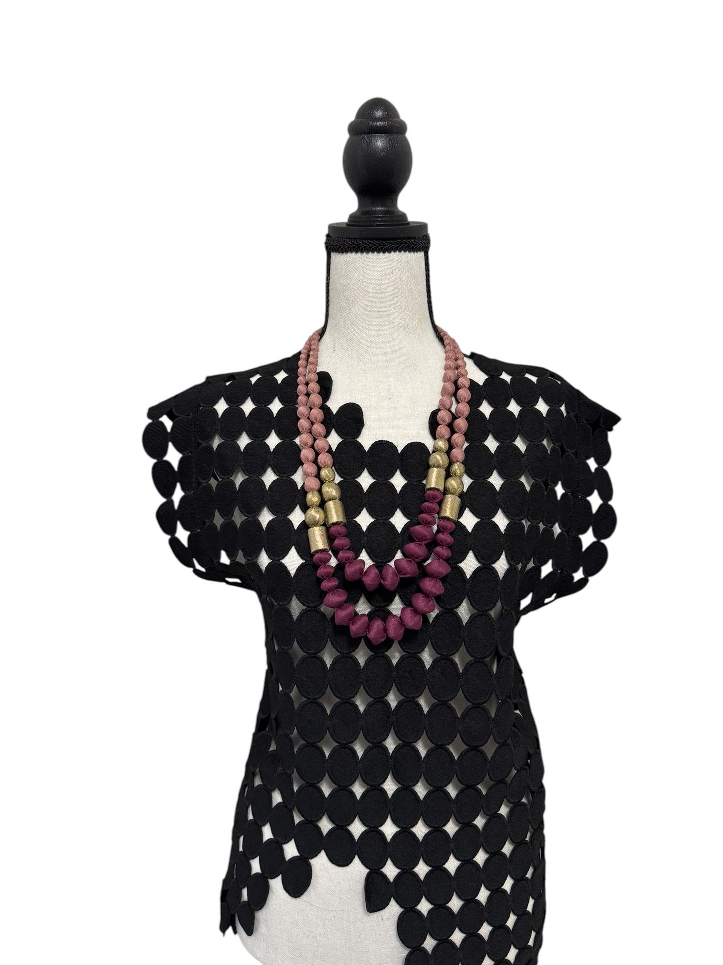 Tissue Silk Textile 2 Layer Necklace