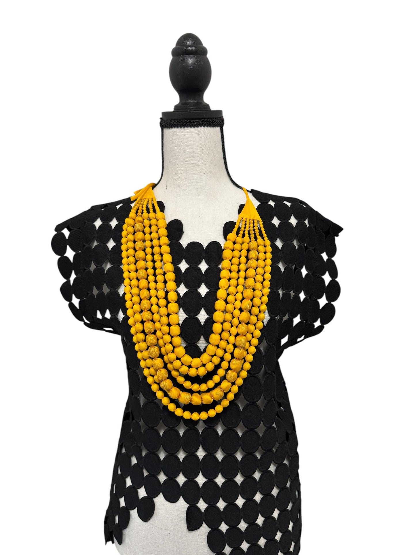 Jamawar Silk Textile 6 Layer Adjustable Tie-Up Necklace