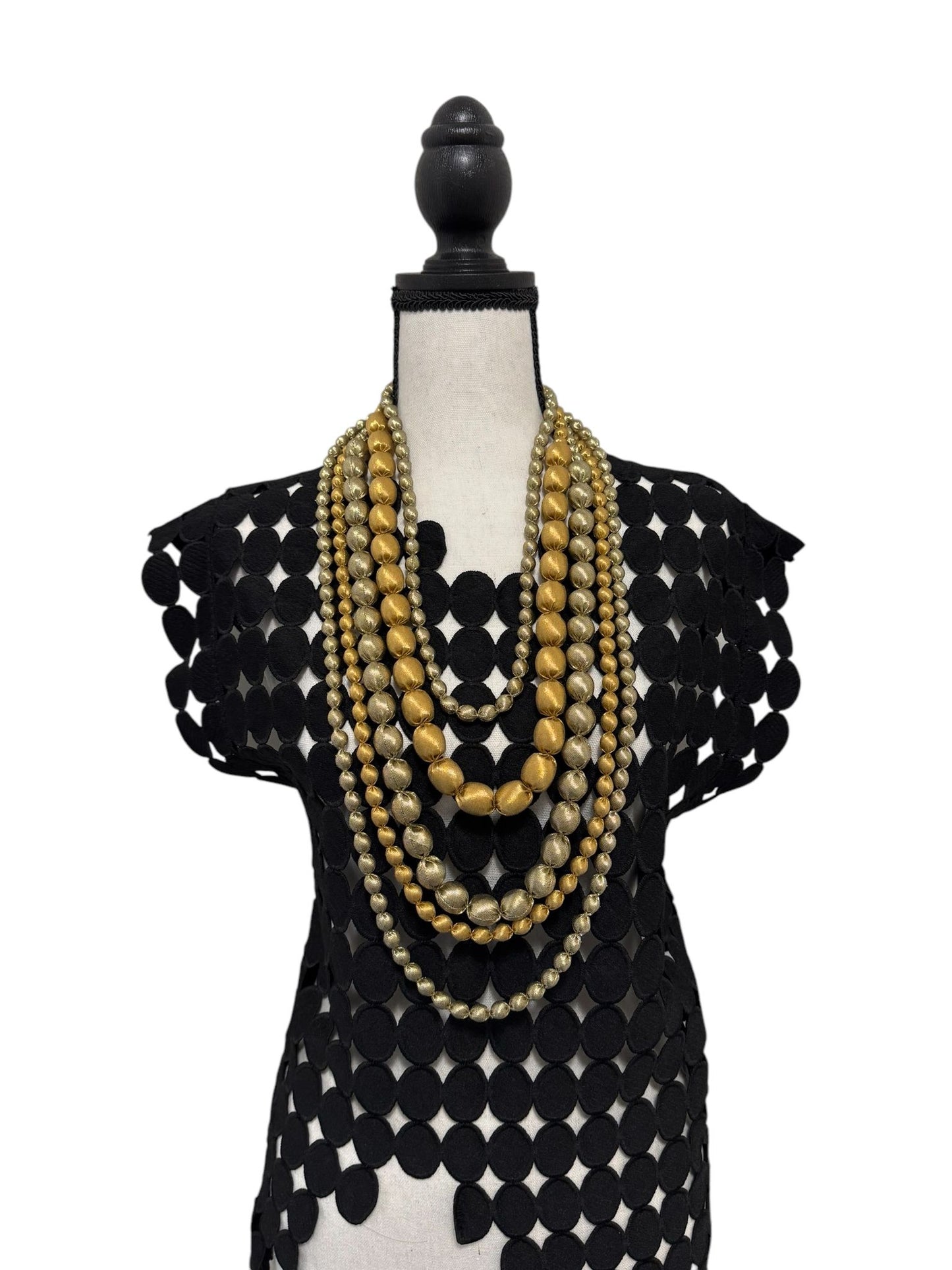 Tissue Silk Textile 5 Individual Lines Grouped Necklace