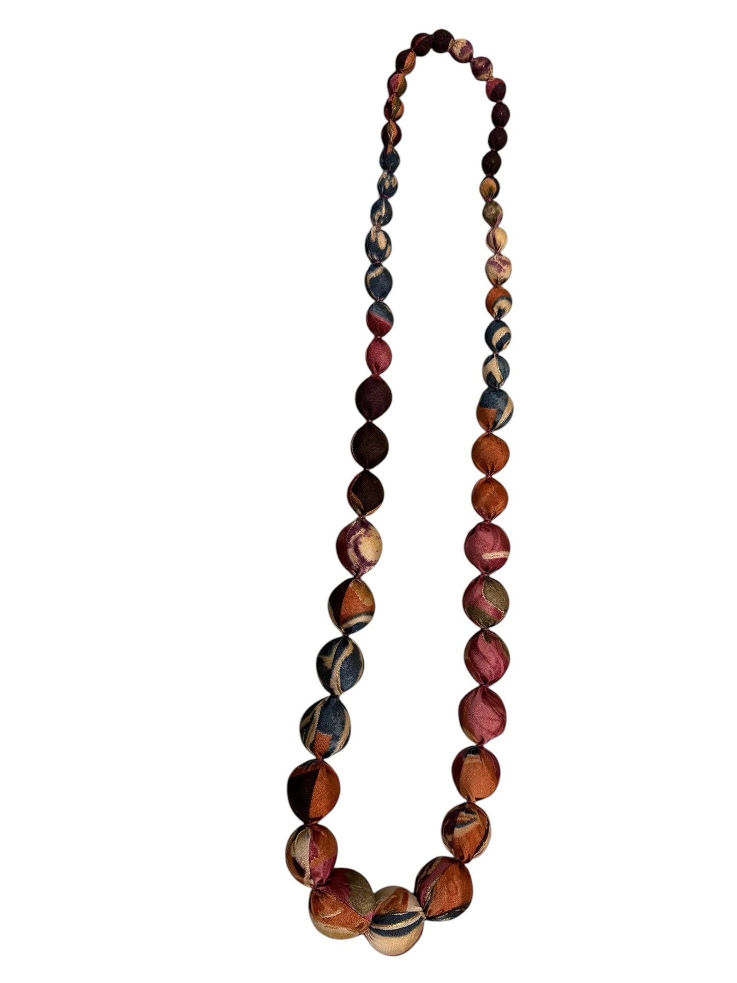 Silk Textile Printed Graduation Beads Necklace