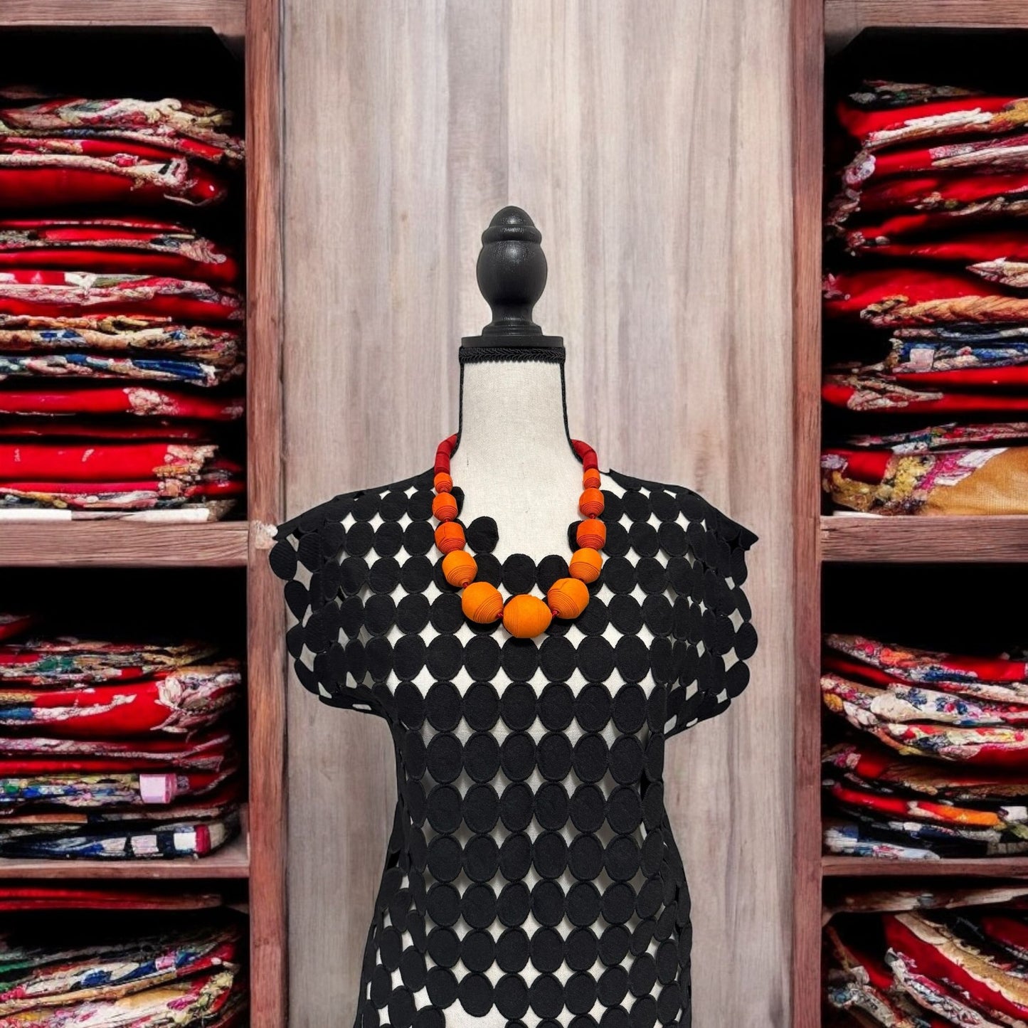 Silk Textile Role Ribbon Necklace