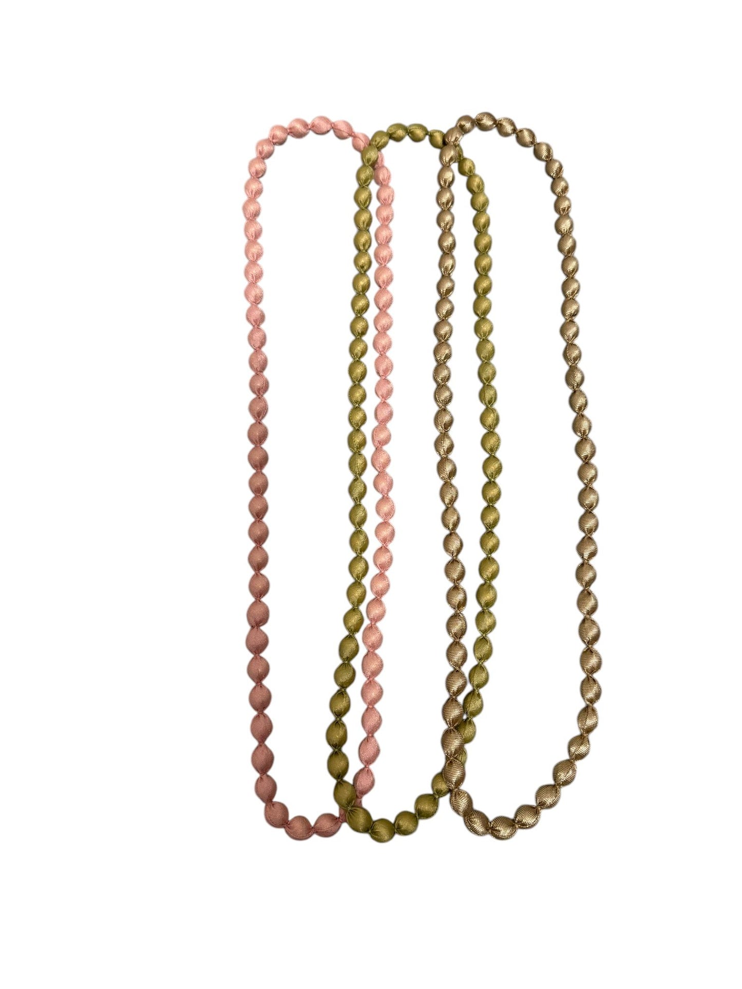 Tissue Silk Textile 3 Individual Lines Grouped Necklace