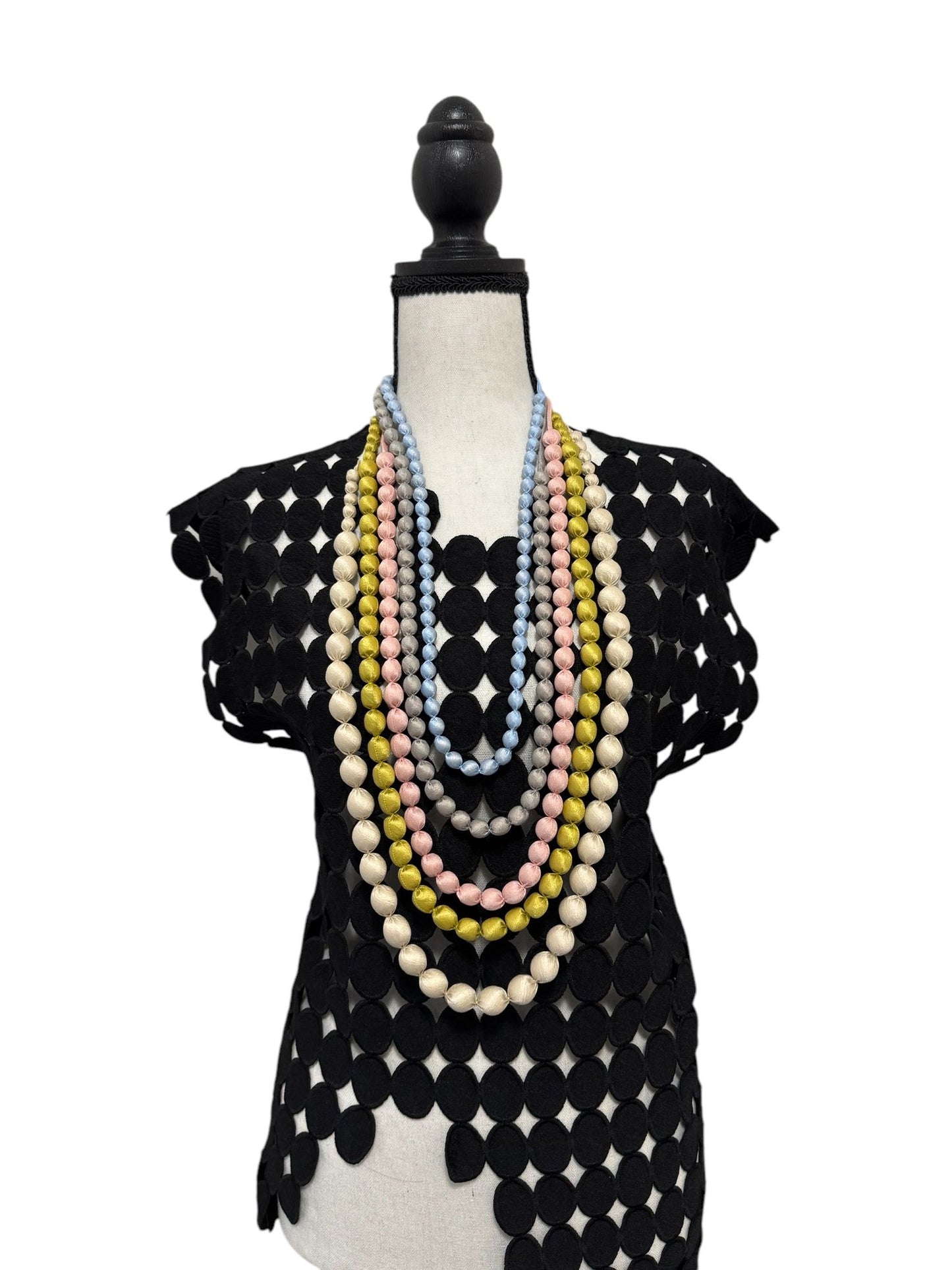 Tissue Silk Textile 5 Individual Lines Grouped Necklace