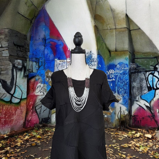 Layered White Crystal 12 Line Long Necklace Purple