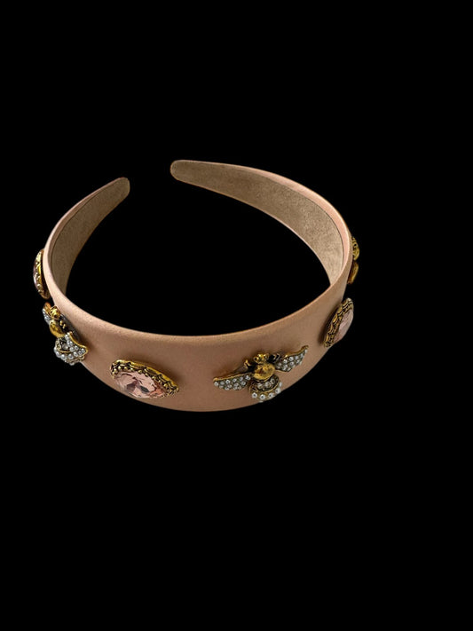 Quilted Almond and Bee Silk Ornamental Headband Orange