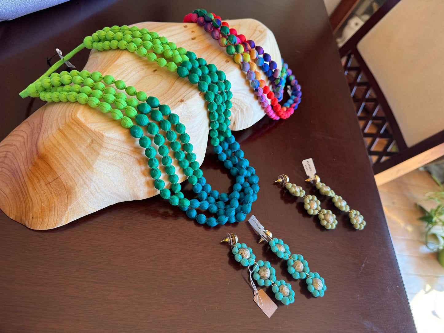 Silk Textile Tie & Dye Extra Long Necklace