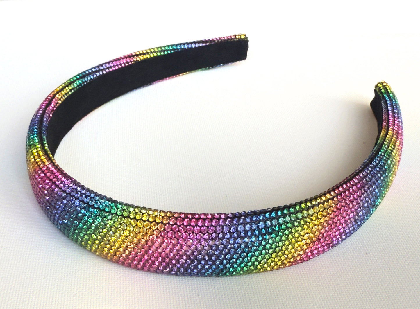 Rhinestone Crystal Padded Headband – Multicolor Rainbow (1 inch)
