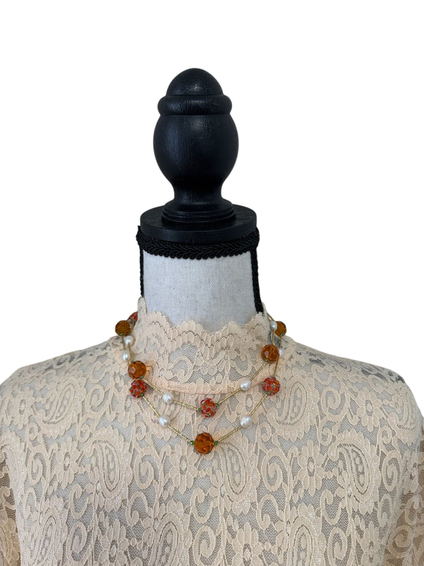 Fresh Water Pearl Swarovski Beads Japanese Carved Glass Bead
