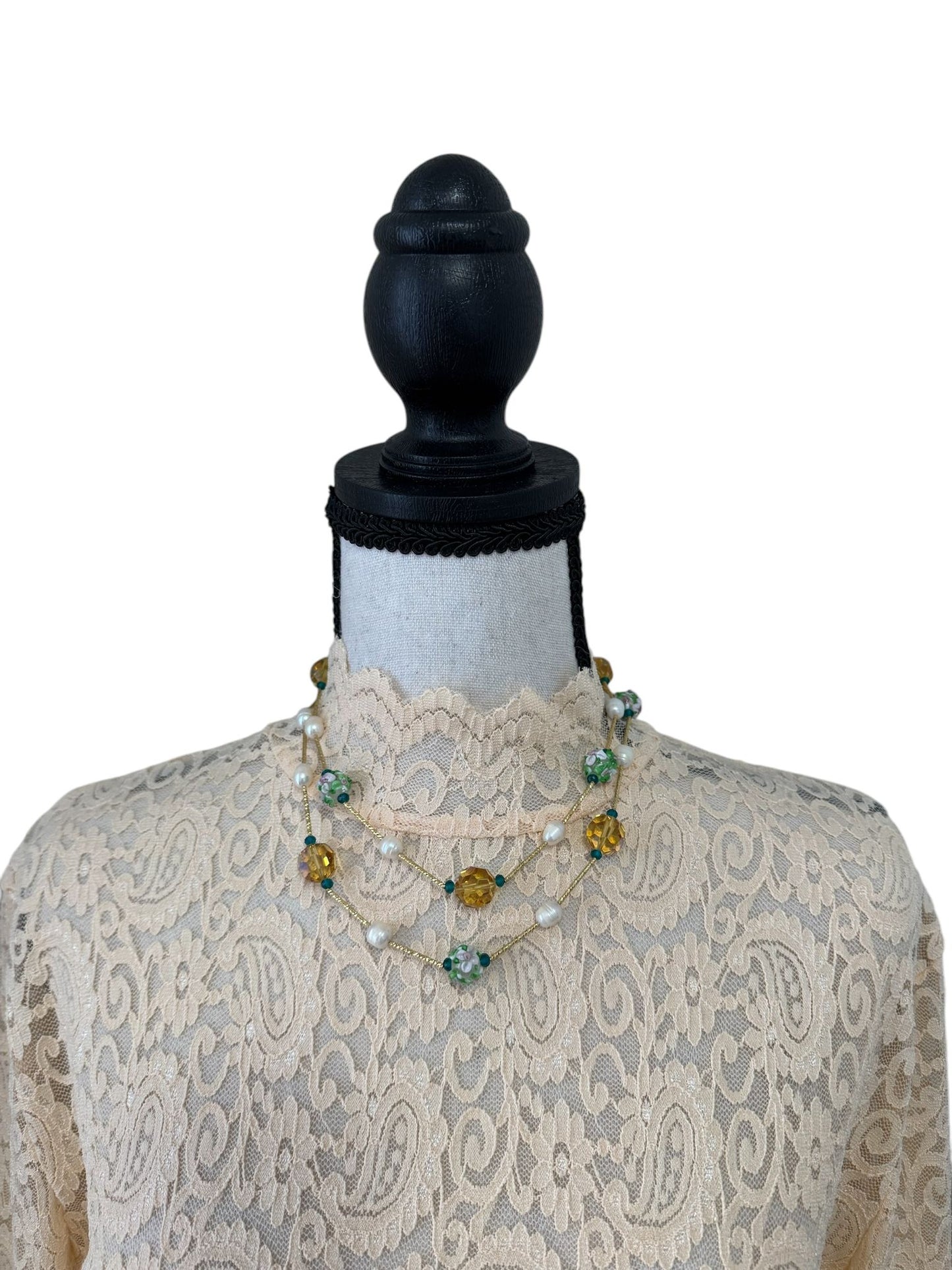 Fresh Water Pearl Swarovski Beads Japanese Carved Glass Bead