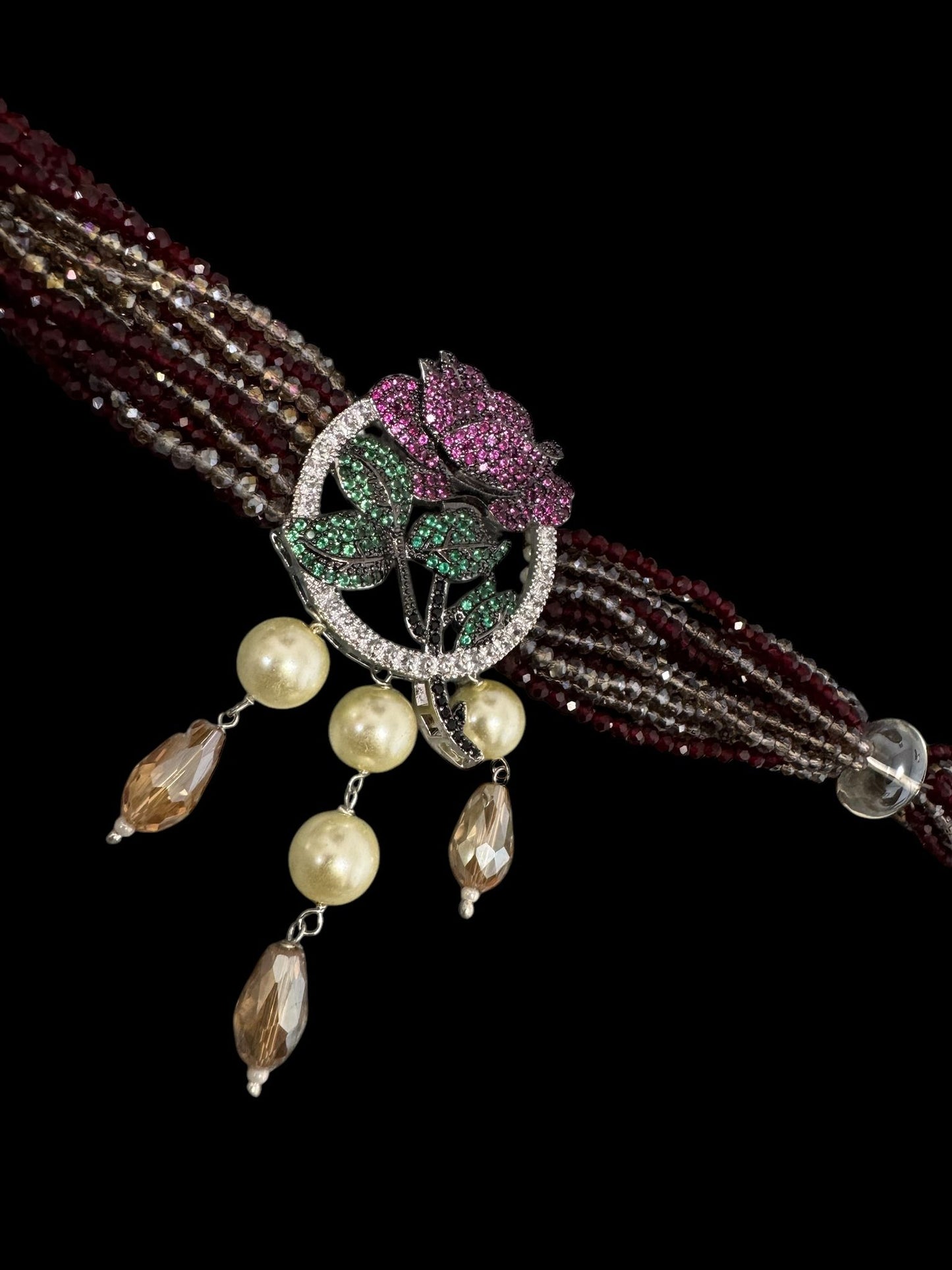 Crystal Chocker with Zircon Pendant