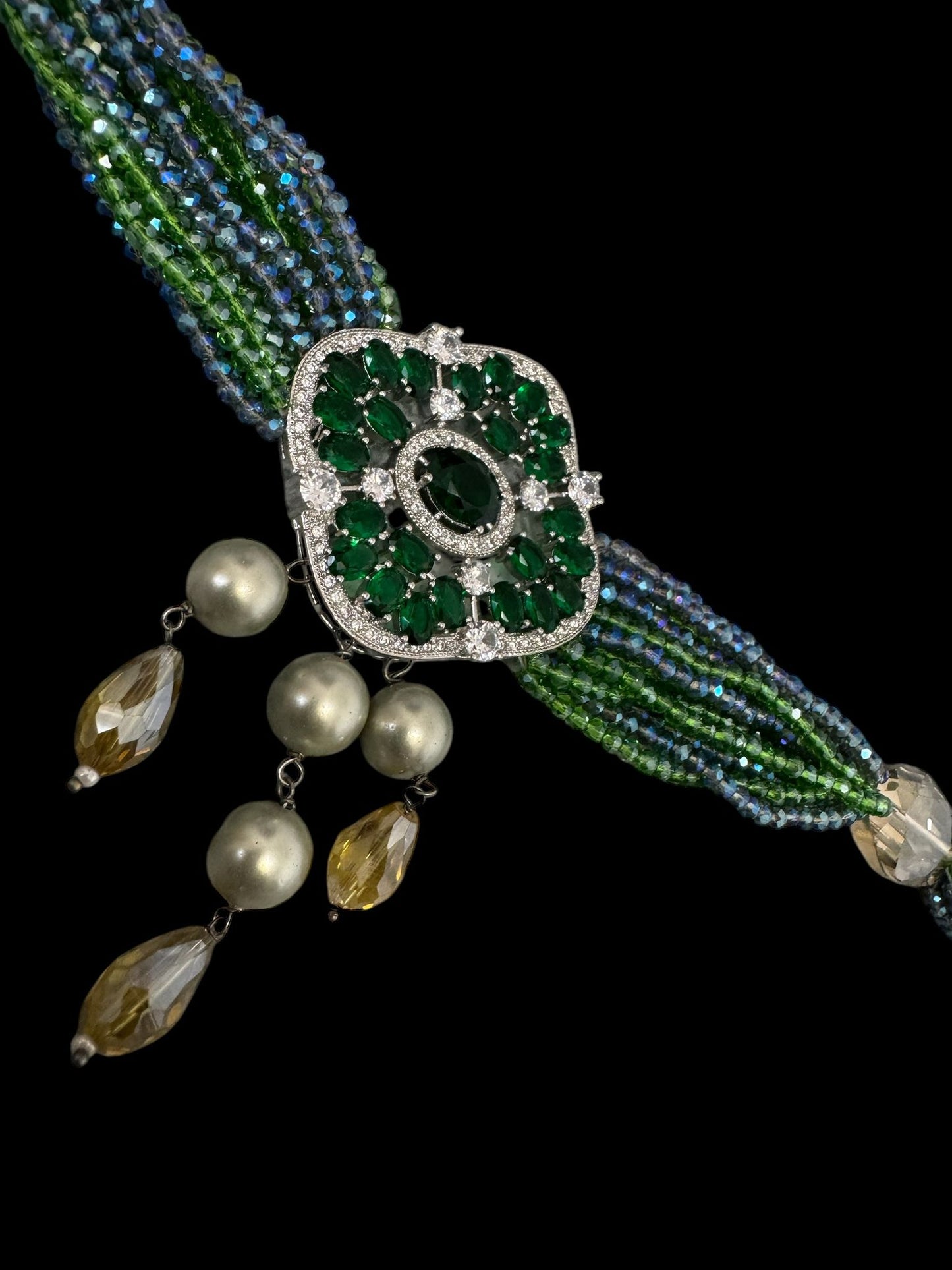 Crystal Chocker with Zircon Pendant