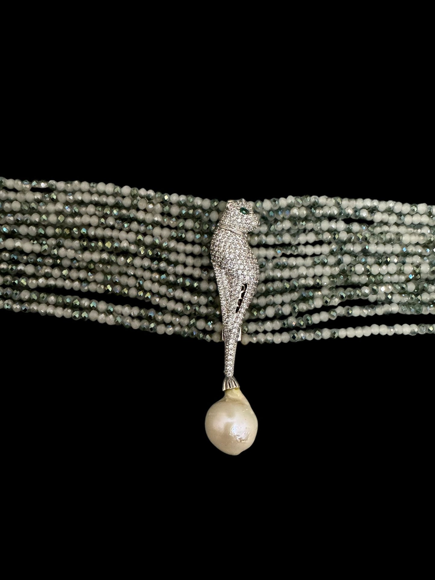 Crystal Chocker with Zircon Pendant