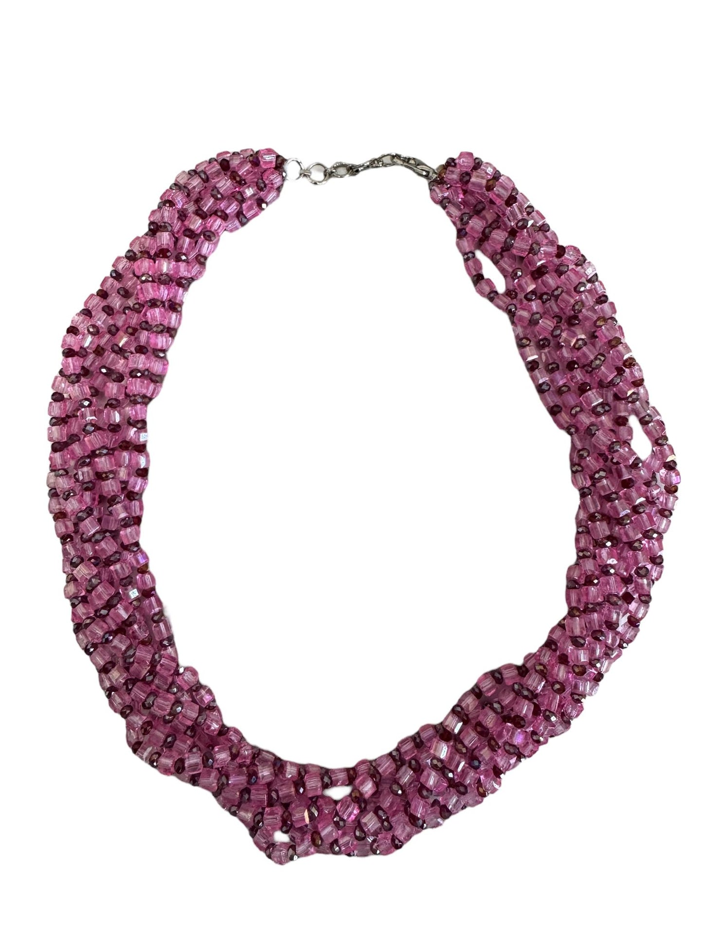 Square Crystal 8 Line Cluster Short Round the Neck Necklace